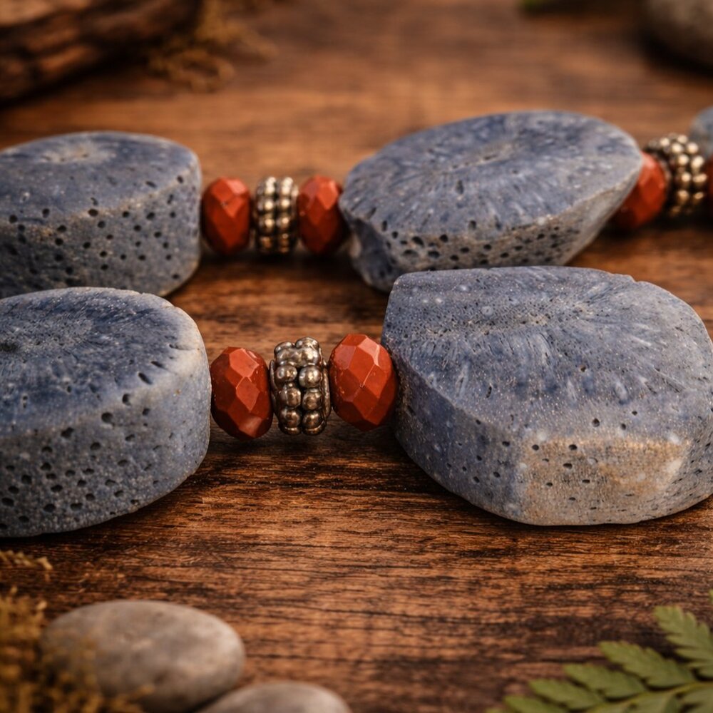 Natural Blue Coral Necklace - Picture 7 of 9